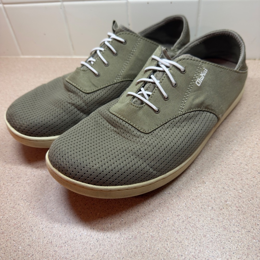 Olukai Nohea Moku Men's Shoes Size 10 M Clay Tapa Perforated‎ Textile Lace Up
